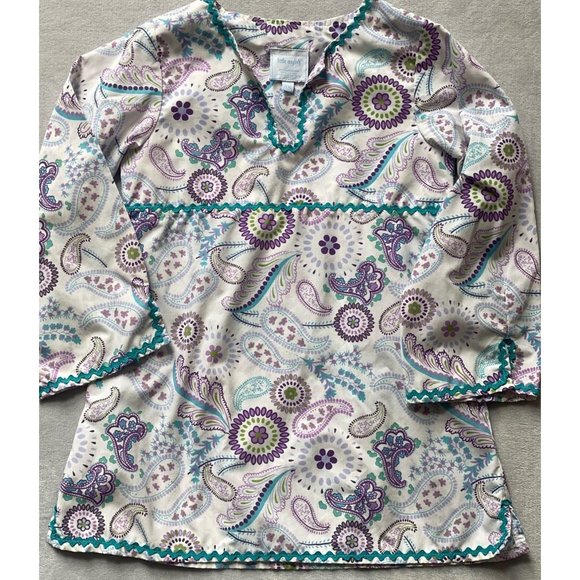 Little English blue purple Paisley tunic dress 6x EUC - Picture 2 of 5